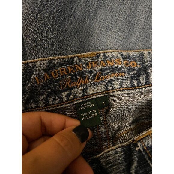 Lauren Jeans Co. Ralph Lauren Women's Size 4 Distressed Straight Leg Denim Jeans - Picture 5 of 8